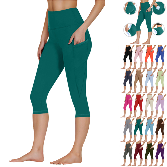 Jopfuhed Capri Leggings for Women Slim Fit Stretchy High Waist Tummy Control Yoga Pants with Pockets Workout Gym Running Leggings,Sizes S-3XL