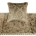 thumbnail image 2 of The HomeCentric King / Queen / Twin Beige Decorative Twin 53"x18" Bed Runner With 2 Pillow Cover, Velvet Damask & Crystal Border Bed Scarf on Velvet fabric - Henriretta, 2 of 5