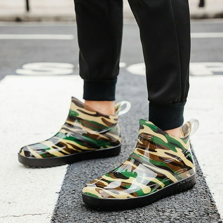 

PhoneSoap Fashion Men Casual Non-Slip Shoes Slip-On Kitchen Work Water Proof Rain Boots Green