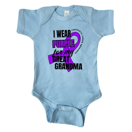 

Inktastic I Wear Purple For My Great Grandma Pancreatic Cancer Awareness Gift Baby Boy or Baby Girl Bodysuit