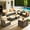Beige, variant on Ovios 7 Pieces Outdoor Patio Furniture Set Wicker Rattan Outside Conversation Sectional Sofa for Backyard