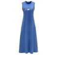 thumbnail image 1 of Vestido largo de verano para mujer, vestido sencillo y moderno con cuello redondo para viajar y citas SG, 1 of 7