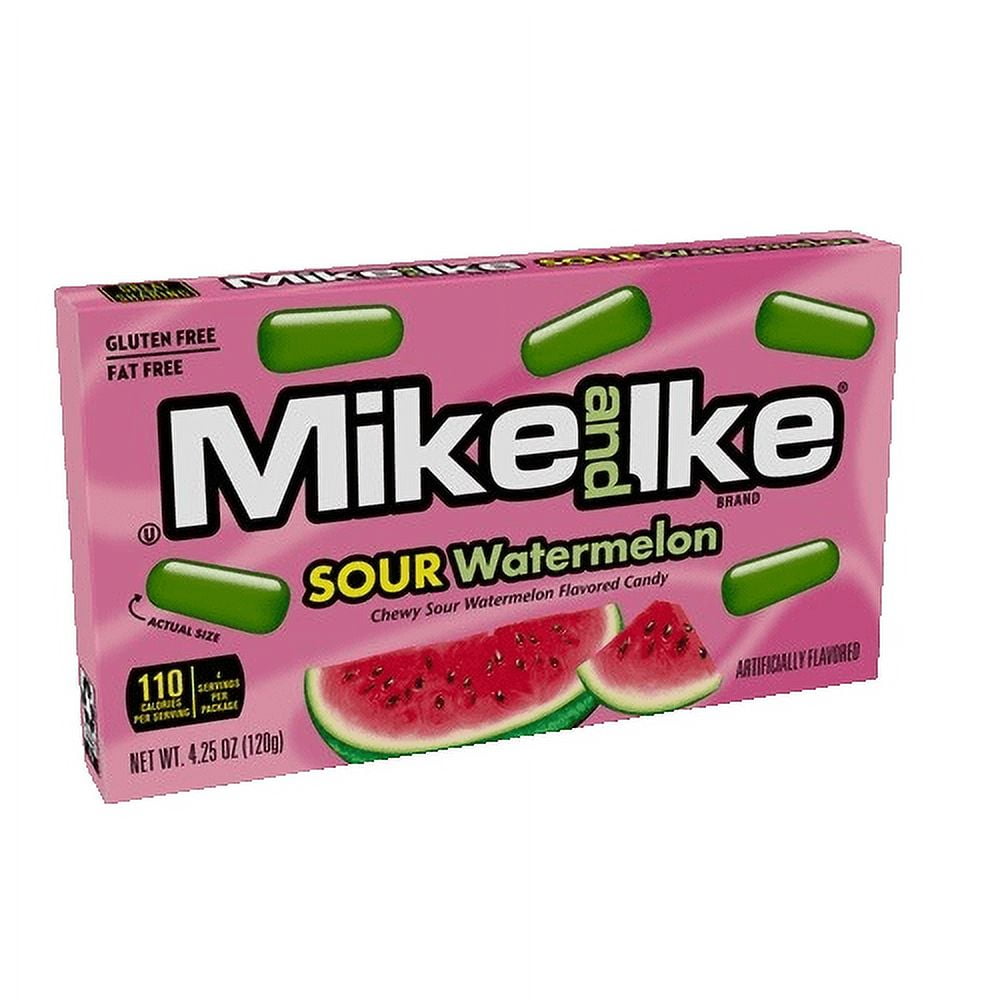 Mike and Ike Sour Watermelon Candy, 4.25 oz Theatre Box (Pack of 12)