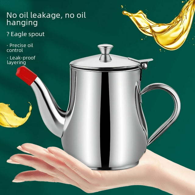 Aceitera de acero inoxidable, filtro para aceitera, separador de residuos de aceite, tanque de almacenamiento de aceite, botella para condimentos multiusos, botella para condimentos, botella para