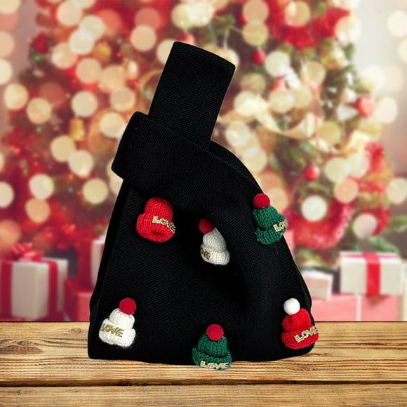Wzzjkit Valentines Day Decorations, Small Squares Bag Ladies Handbag New Handmades Christmas Hat Cute Knitted Wristlet Bag Shoulder Bags Valentines Day Decor