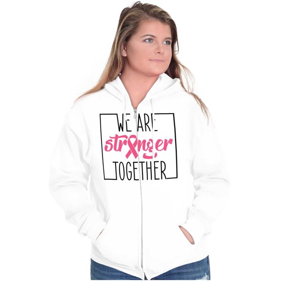 Breast Cancer Ribbon Strong Together Zip Hoodie Sweatshirt Women Brisco Brands S