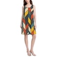 thumbnail image 2 of FORMRS Summer Dress for Women Loose U Neck Sleeveless Midi Beach Sundresses with Pockets, Red Geometric, 2 of 8