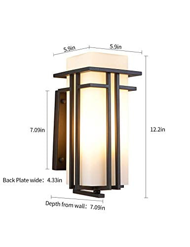 Traditional White Aluminium and Frosted Glass Panel Outdoor Garden Porch Wall Mounted Lantern IP44 Light with A Dawn to Dusk Sensor