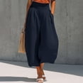 thumbnail image 2 of GigrtiJin Women's Cotton Capris Pants Pleated Wide Leg High Waisted Capris Loose Casual Beach Vacation Cropped Pants with Pockets, 2 of 5