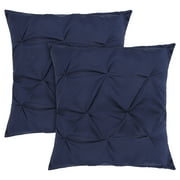 Vedanta Home Collection European Pinch Pillow Shams 24''x 24'' Set of 2 Navy Blue Euro Pinch Sham Covers 600 Thread Count 100% Natural Cotton