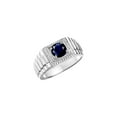 thumbnail image 4 of RYLOS Men's Ring Sterling Silver Ring, 7MM Round Shape Gemstone Designer Style Rings Sapphire September Birthstone Rings Silver Size 13, 4 of 7