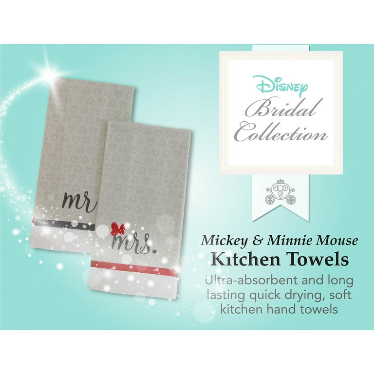 Disney Mickey Mouse 2 Pack Kitchen Tea Towels Cotton Gray New With Tags