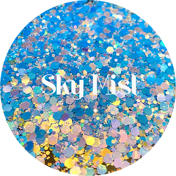 Glitter Heart Co. - High Quality Polyester Glitter - 1 oz Bag - Sky Mist - Blue Chunky Mix
