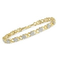 thumbnail image 3 of 10k Yellow Gold-Plated Sterling Silver 1ct TDW Diamond Floral Cluster Link Bracelet (H-I, I3), 3 of 7