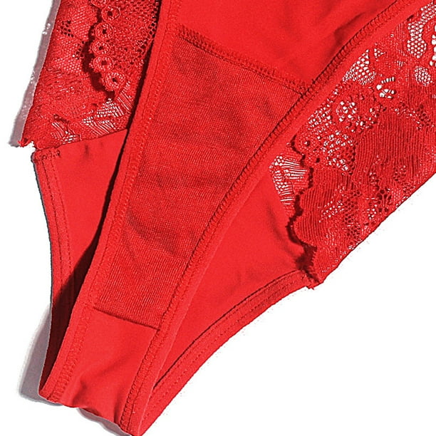 nsendm Female Underpants Adult Lace Thong Underwear for Women plus Size  Lace Underwear for Womens Cotton Bikini Panties Soft Microfiber  Women's(Red