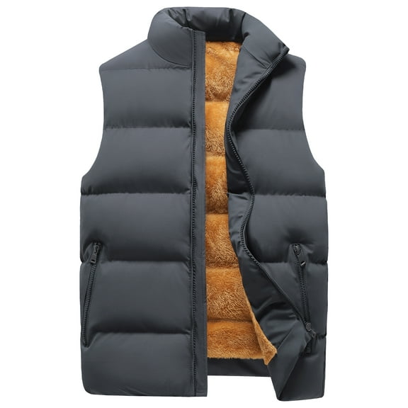 FEOYA Mens Winter Gilet Warm Waistcoat Gilet Fleece Lined Windproof Sleeveless Jacket Thermal Body Warmer Outerwear Vest Stand Collar Padded Outdoor Vest with Pockets for Fishing Hiking S