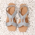 thumbnail image 6 of hopeusnice Braided Crisscross Strap Elastic Slingback Flat Sandal Women Casual Summer Footwear Silver 39, 6 of 6