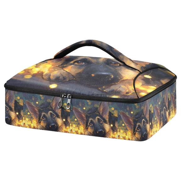 Iauyy Casserole Carrier for Hot Food Insulated Casserole Travel Carry Bag with Lid Food Warmer Bag for Party/Picnic,Puppy Shepherd Dog