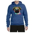 thumbnail image 2 of Pugs and Kisses Cute Dog Neon Rainbow Pug Dog Lover Unisex Graphic Hoodie Sweatshirt, Vintage Heather Blue, Small, 2 of 3
