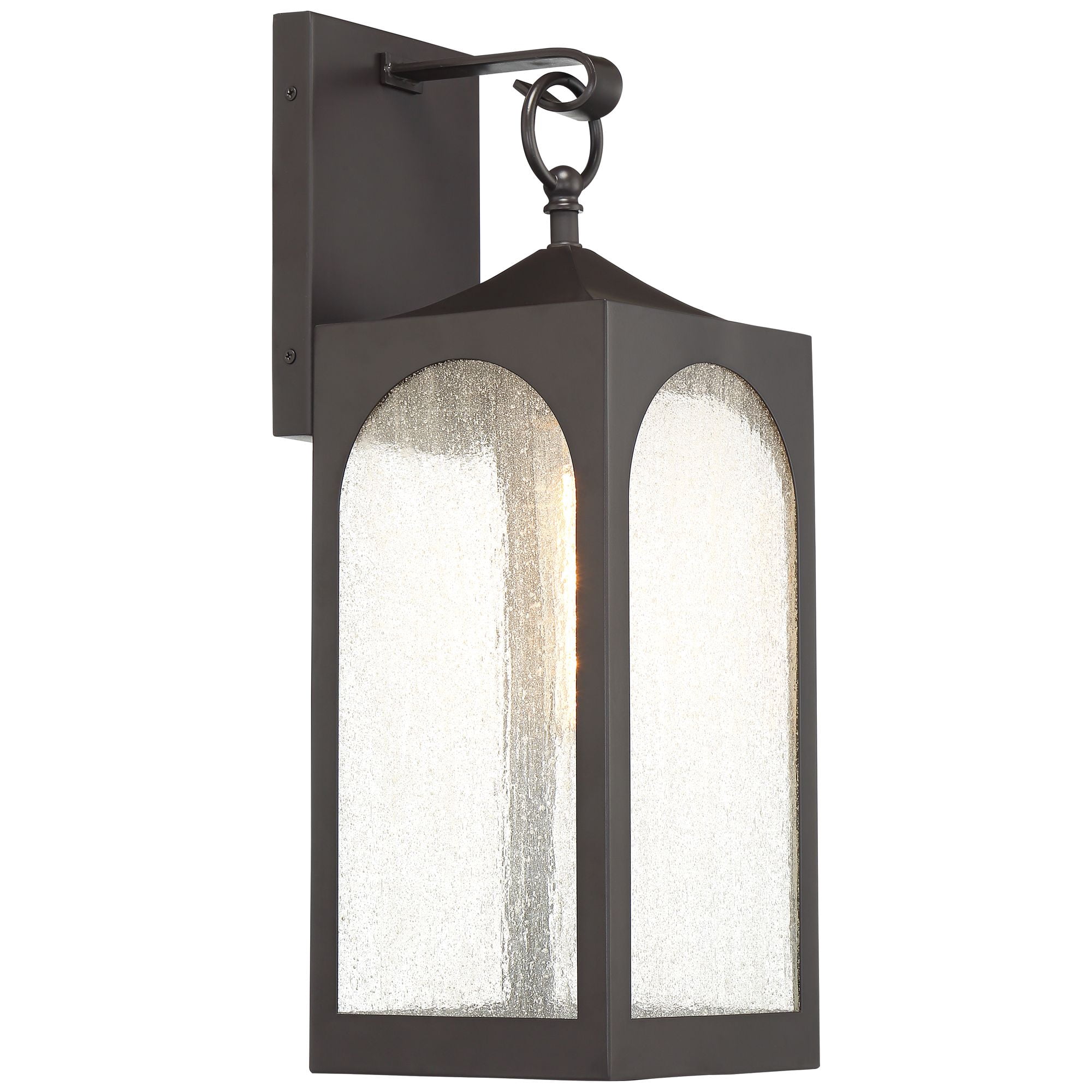 Possini Euro Design Tyne Modern Outdoor Wall Light Fixtures Set of 2 Bronze Metal 20 1/2" Seedy Glass for Post Exterior Barn Deck House