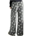 thumbnail image 4 of aohooy Fleece Lined Dress Pants Women Star Graphic Fuzzy Warm Plus Size Pajama Pant Straight Leg Fluffy Pull On Loungewear Sweatpant Gray,L, 4 of 8