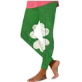 thumbnail image 2 of QATAINLAV St Patricks Day Leggings for Women Casual High Waisted Tummy Control Yoga Pants Fashion Shamrock Clover Print Stretchy Workout Leggings Green XXL, 2 of 5