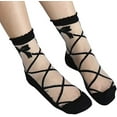 thumbnail image 3 of PTSPLLMY Sox Womens Girls Sheer Socks Mesh Lace Crew Socks Transparent See Through Ultra Thin Silk Nylon Dress Socks, 3 of 8
