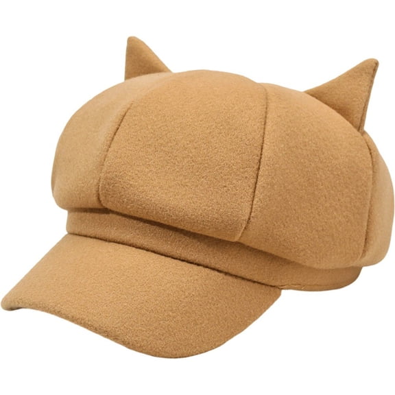 Jiibva New Beret Women Cute Cat Ear Octagonal Hats Women Newsboy Cap Beret Women Vintage Painter Winter Hats for Women Octagonal Caps