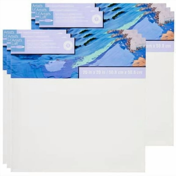 20" x 20" Level 1 Back Stapled Traditional Canvas by Artist's Loft - Acid Free Cotton Canvas for Paint - Acrylic - & Oils - Bulk 6 Packs