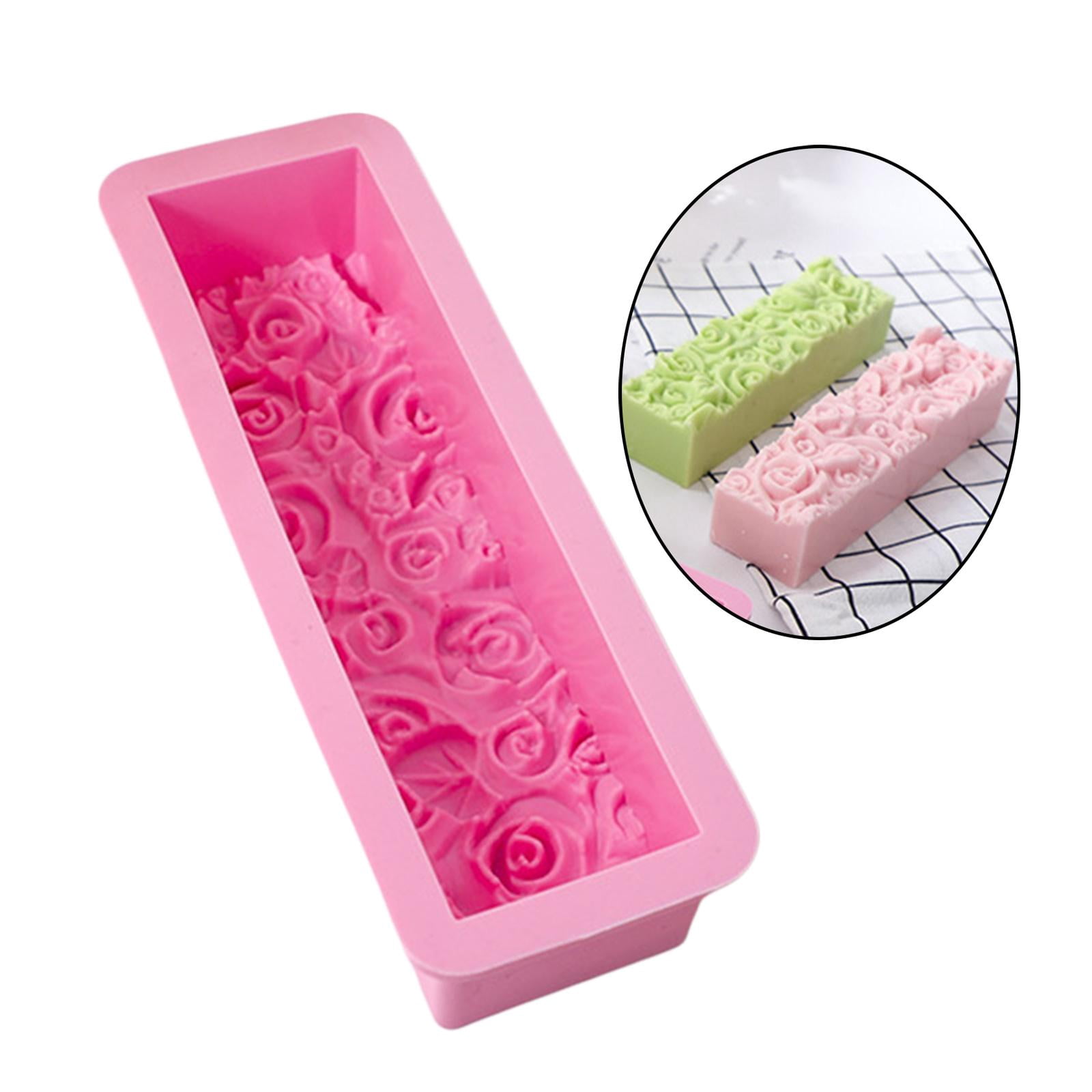FVDPWYE 3D Silicone Mold Craft Wedding Candle Mould Rectangular Embossed DIY Handmde for pink