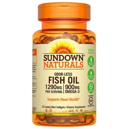 Sundown Naturals Odorless Omega-3 Fish Oil Softgels, 1290 Mg, 60