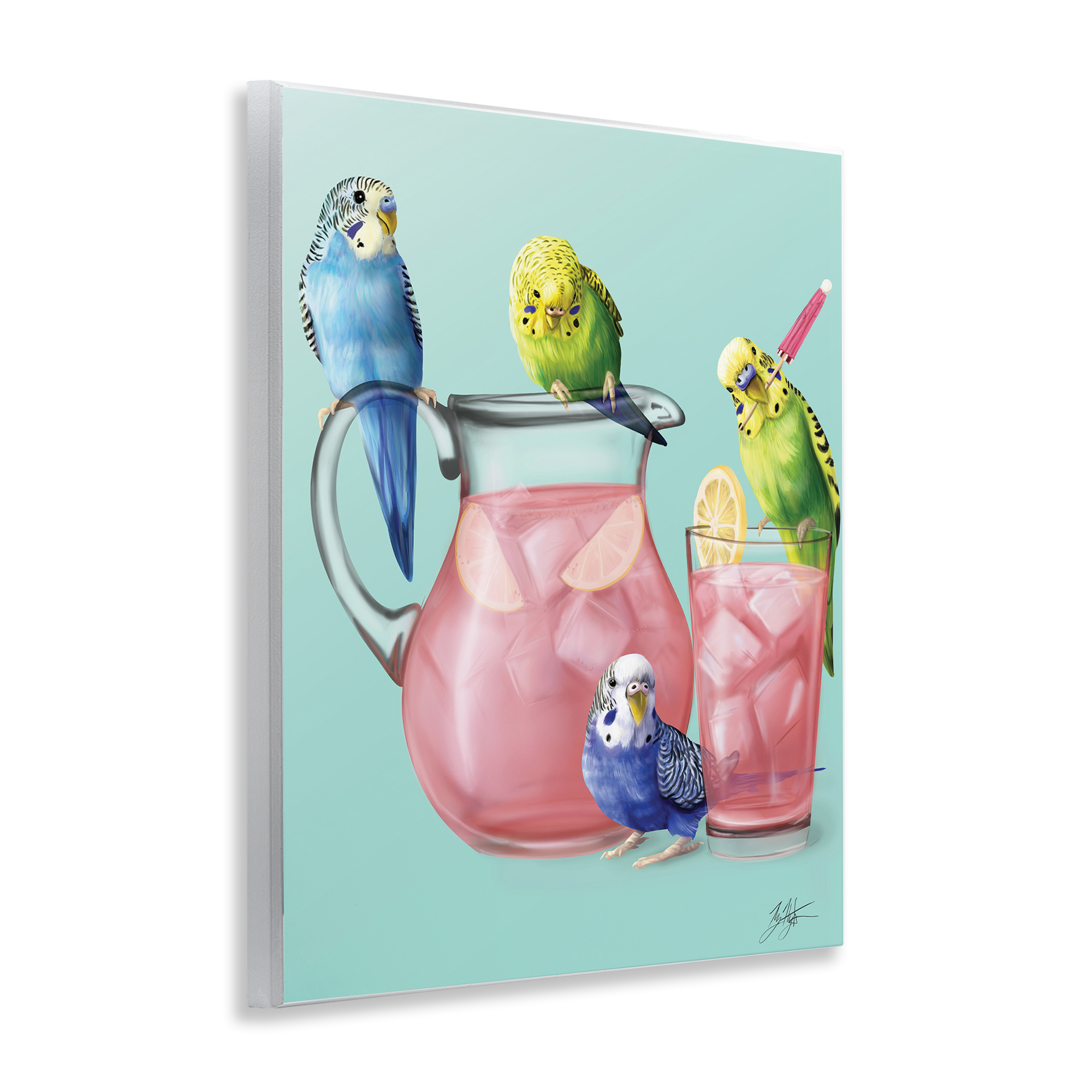 Stupell Industries Budgies & Pink Lemonade Food & Beverage Painting Unframed Art Print Wall Art, 11 x 14