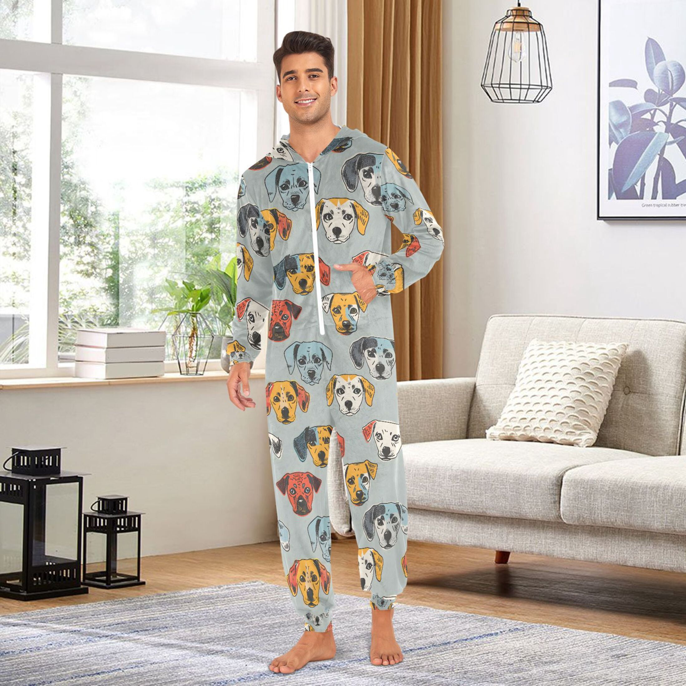 joogoo Dogs Cartoon-c1 Unisex Adults Onesies Pajamas Jumpsuits L