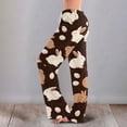 thumbnail image 2 of KDDYLITQ Easter Pajamas Women Bunny Eggs Elastic Hight Waist Drawstring Funny Lounge Pants Daisies Straight Wide Leg Spring Loose Sleep Pants Brown L, 2 of 5