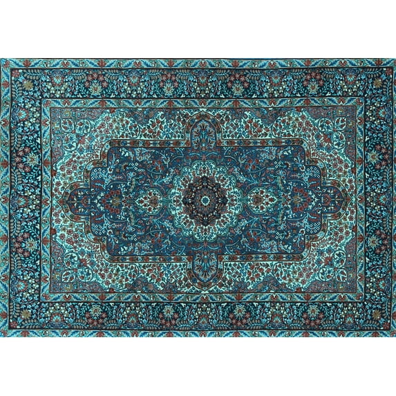 Ahgly Company Indoor Rectangle Medallion Light Blue Traditional Area Rugs, 2' x 3'