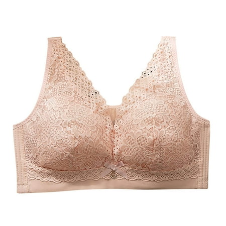 Sports Bras for Women Plus Size Full Figure Minimizer No Wire Plus Size Push Up Beauty Lace Padded Full Coverage Bra Pink 40C