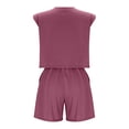 thumbnail image 3 of CHUMUD Two Piece Sets for Women Petite Summer Outfits Sleeveless Crew Neck Crop Tank Shorts Casual Set with Pockets, 3 of 8