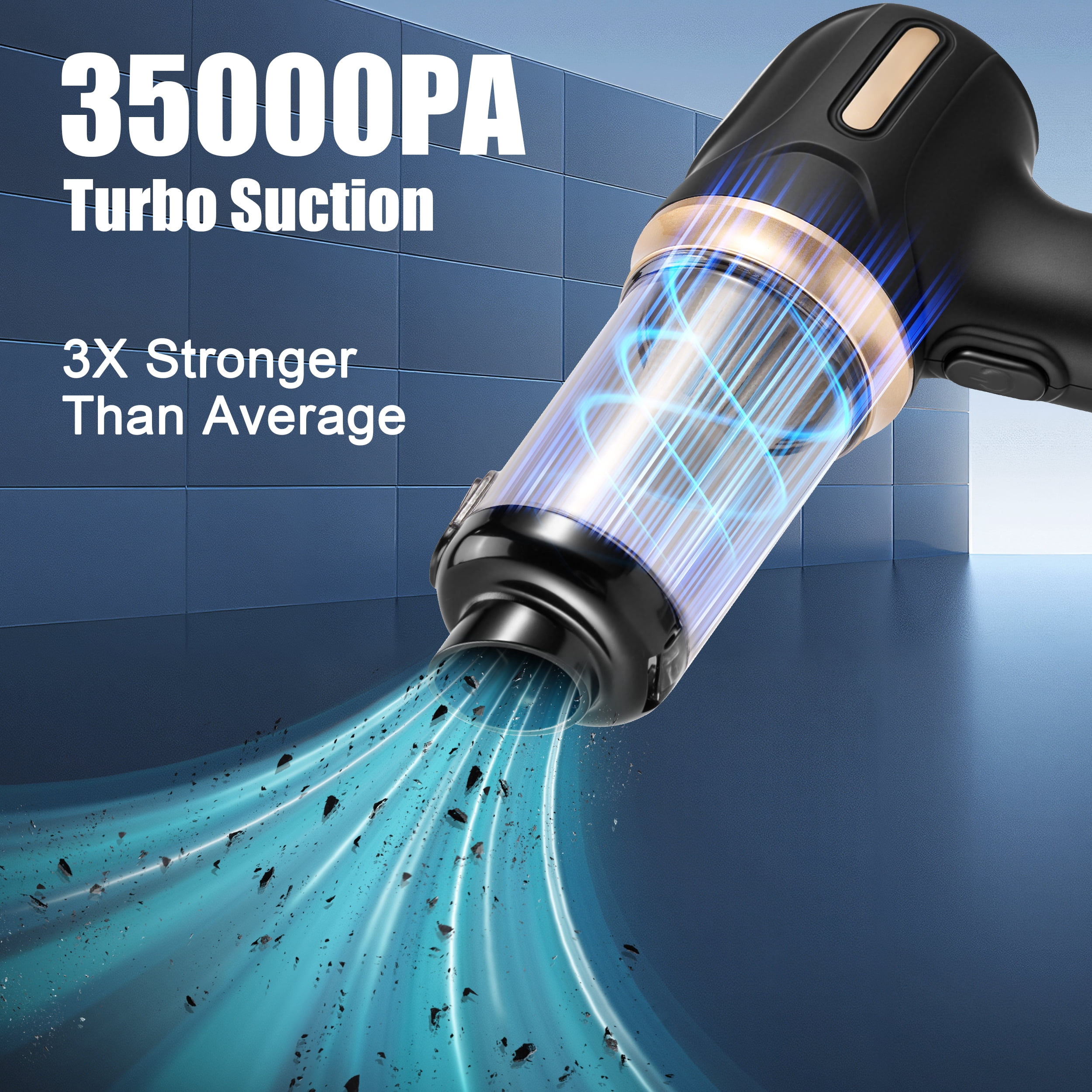 AMTPM Handheld Car Vacuum Cleaner, 35KPA High Power Suction & Blower for Car & Home, Car Vacuum Portable Rechargeable Lightweight with 2 Batteries