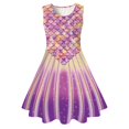 thumbnail image 2 of Robes pour Petites Filles Enfants Enfant Filles Été Colorées Imprimés Arc-en-Ciel Sans Manches Robe Décontractée pour Usage Quotidien et Fête Robe Fille Bleu 8 Ans-9 Ans, 2 of 4