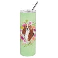 thumbnail image 3 of Basset Hound Green Flowers Double Walled Stainless Steel 20 oz Skinny Tumbler, 3 of 4
