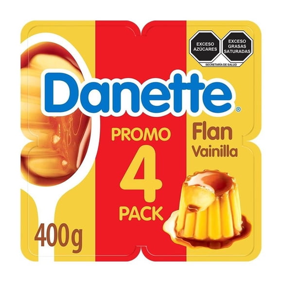 Flan Danette sabor vainilla con caramelo 4 pzas de 100 g c/u