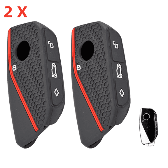 DON'T TOUCH MY KEY 2Pcs Silicone Key Chain Ring Fob Cover Case Shell for BMW Ix I7 Xm X7 BMW X5