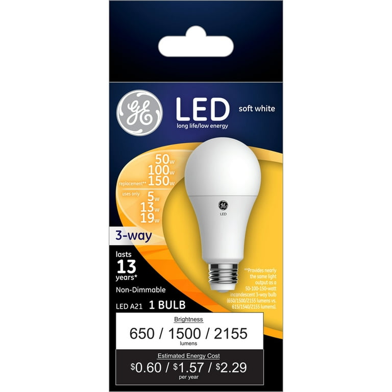 E Lighting 24132 LED 3-Way Light Bulb, Soft White, - Quantity 3 Walmart.com