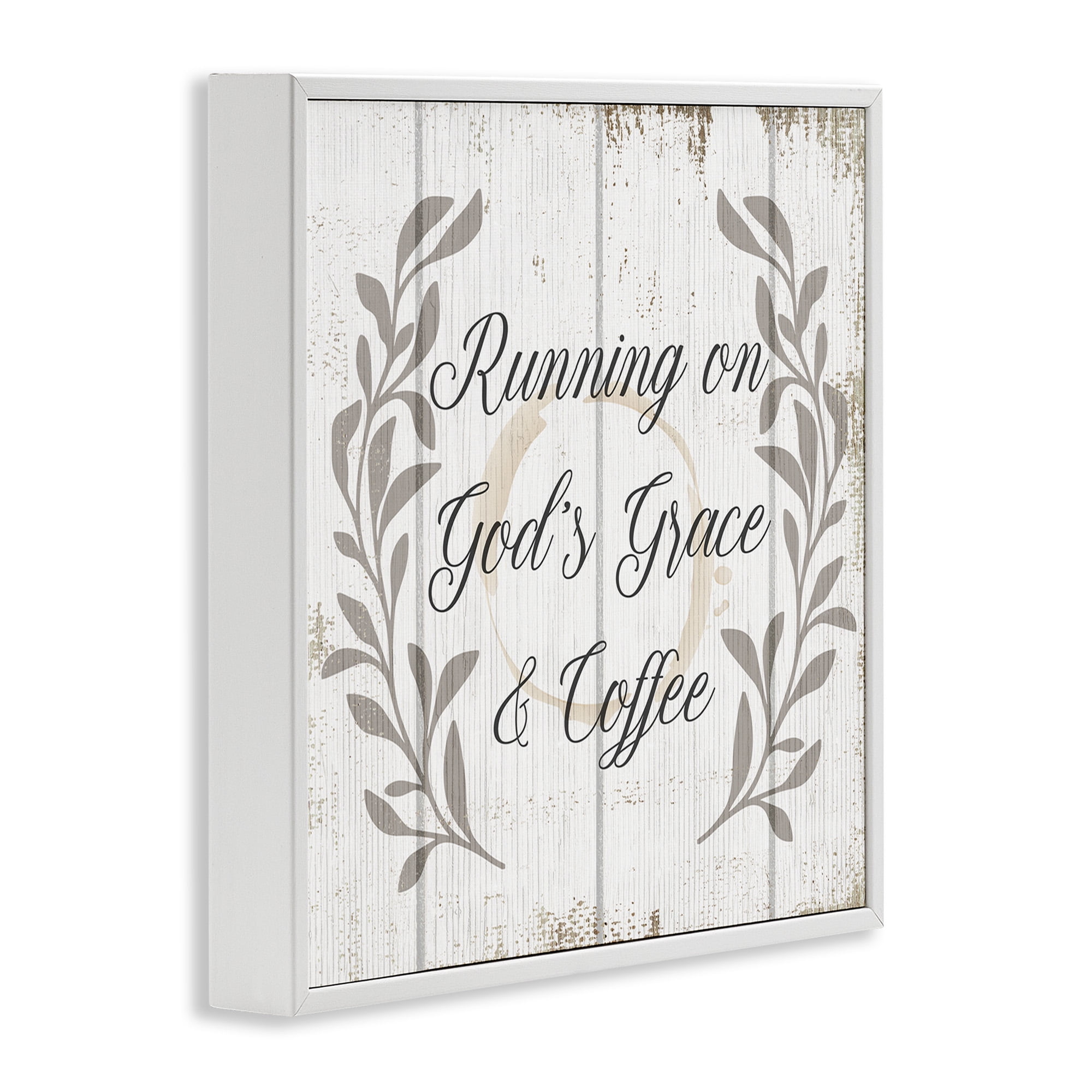 Stupell Industries God's Grace & Coffee Phrase Religious Painting White Framed Art Print Wall Art, 24 x 24