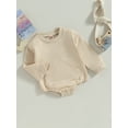 thumbnail image 3 of Bagilaanoe Toddler Baby Girl Boy Oversized Romper Sweatshirt Long Sleeve Bodysuit Solid Pullover 6M 12M 18M 24M 3T Kids Casual Tee Tops, 3 of 8