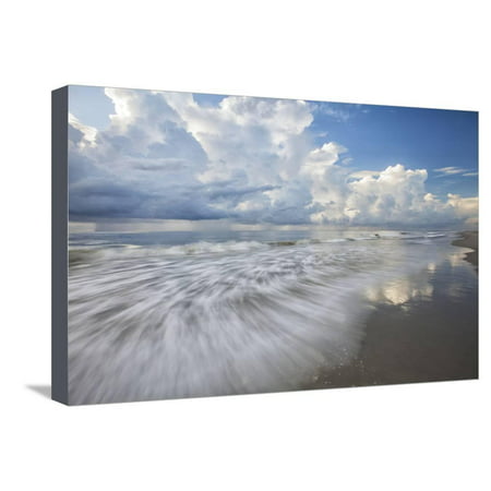 USA, Georgia, Tybee Island. Clouds and waves in morning light at the beach. Stretched Canvas Print Wall Art By Joanne