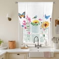 thumbnail image 3 of Country Watercolor Tie Up Curtain 54 Inches Long, Florals Sunflower Wildflowers Butterfly Balloon Style Kitchen Window Curtain Over Sink, Small Window Rod Pocket Curtain 42"x54", 3 of 9