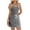 Black, variant on Womens Striped Knit Dress Waist Drawstring Sleeveless Square Neck Casual Summer Short Mini Dress