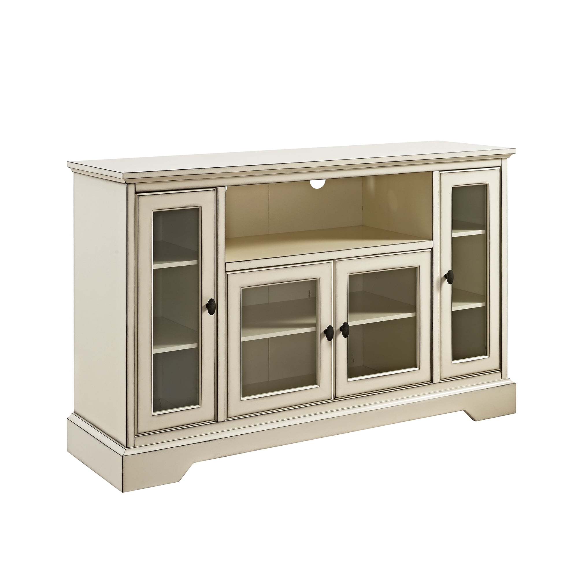Highboy-Style Wood Media Storage Antique White TV Stand by Manor Park