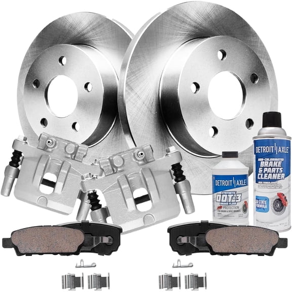 Detroit Axle - 10.31 inch (262mm) Rear Disc Brake Rotors Brake Pads Calipers with Bracket Replacement for 2008-2016 Mitsubishi Lancer - 6pc Set